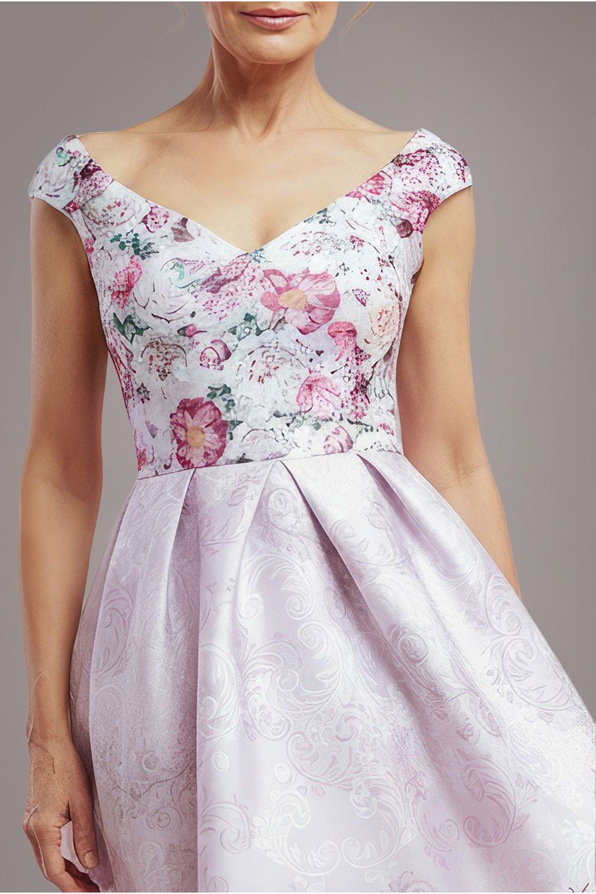 Goddiva Sweetheart Floral Midi Dress - Blush Pink