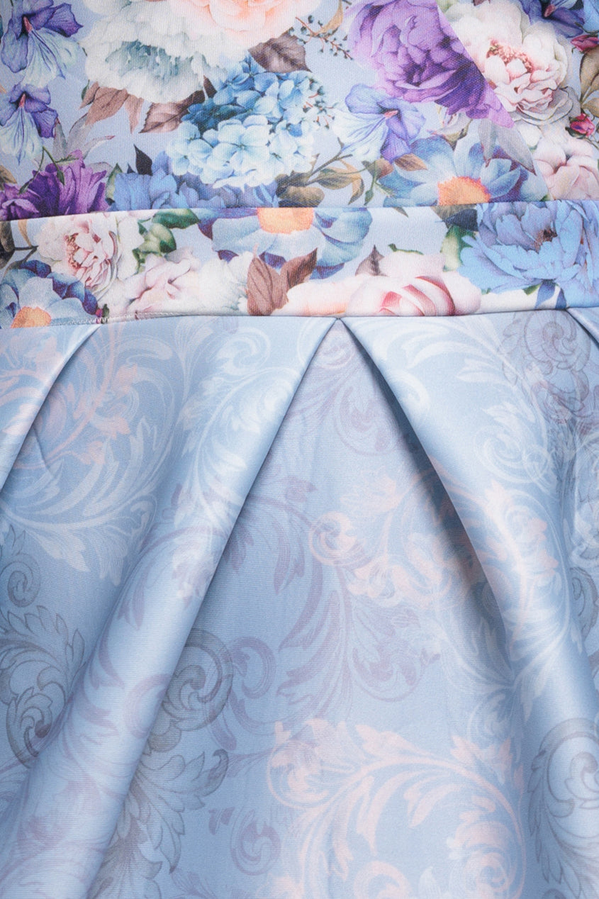 Goddiva Sweetheart Floral Midi Dress - Powder Blue