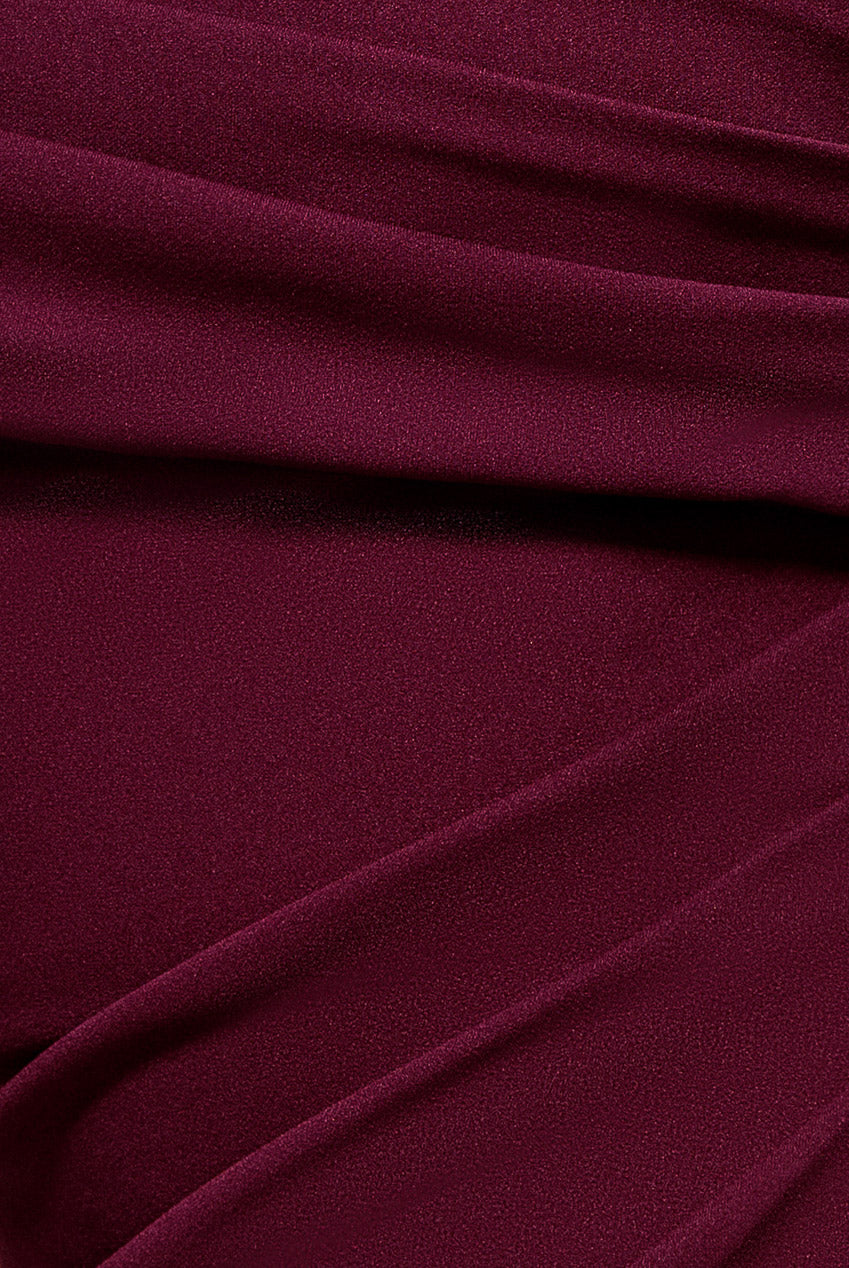 Goddiva One Shoulder Asymmetric Scuba Crepe Maxi Dress - Plum