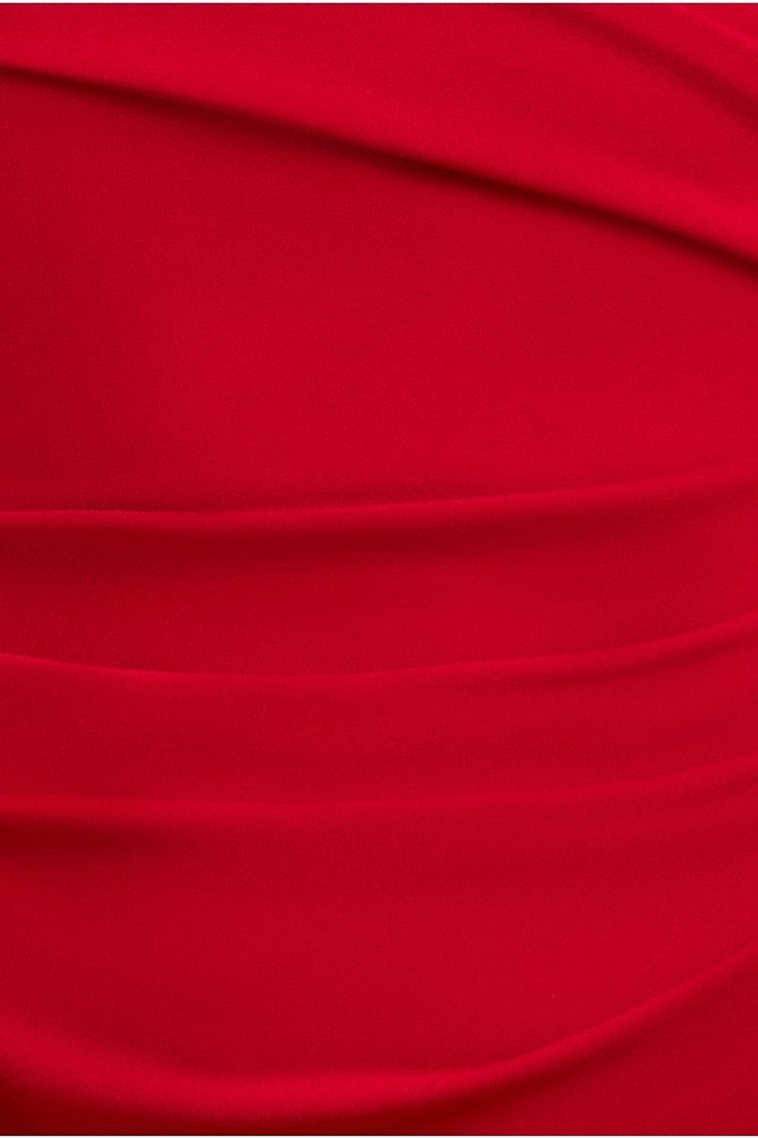 Goddiva One Shoulder Evening Maxi Dress - Red