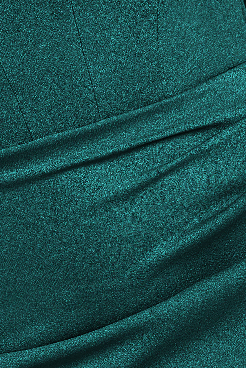 Goddiva Off The Shoulder Draped Sleeve Maxi Dress - Emerald Green
