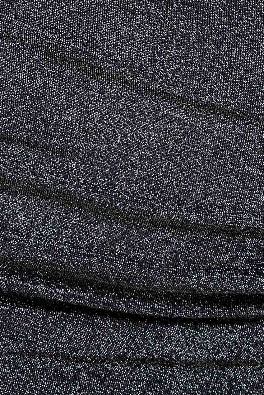 Goddiva Lurex One Shoulder Ruched Midi Dress - Black Silver