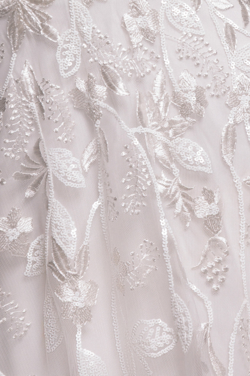 Goddiva Flared Sleeve Embroidered Maxi Dress - White