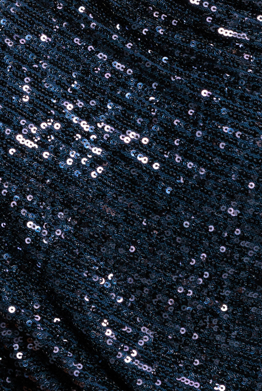 Goddiva Sequin Cowl Neck Midi Dress - Navy