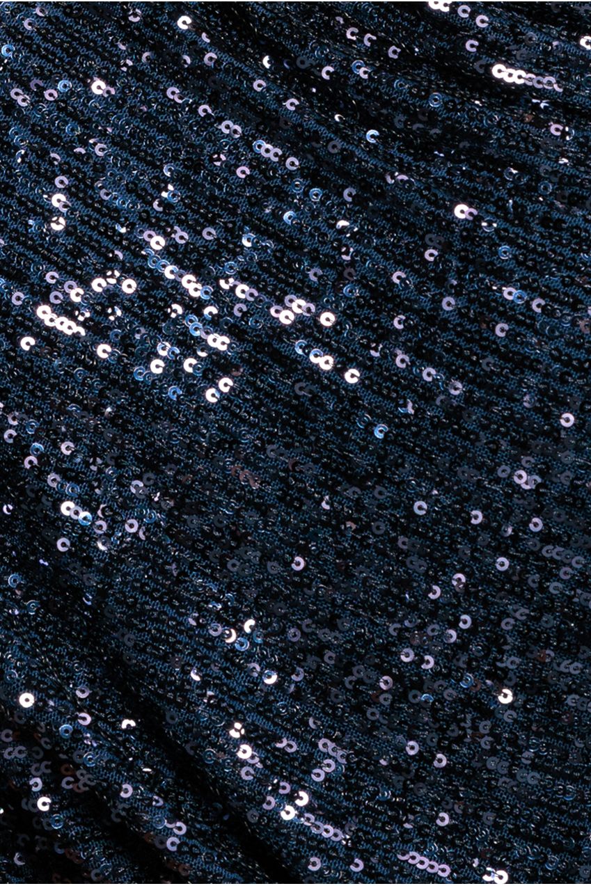 Goddiva Sequin Cowl Neck Midi Dress - Navy