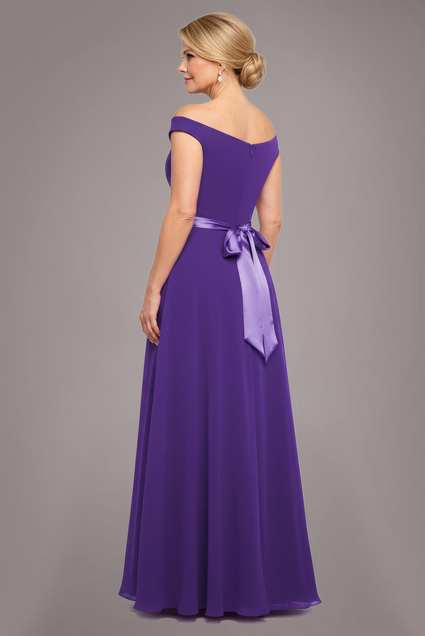 Goddiva Cowl Neck Chiffon Maxi Dress - Purple