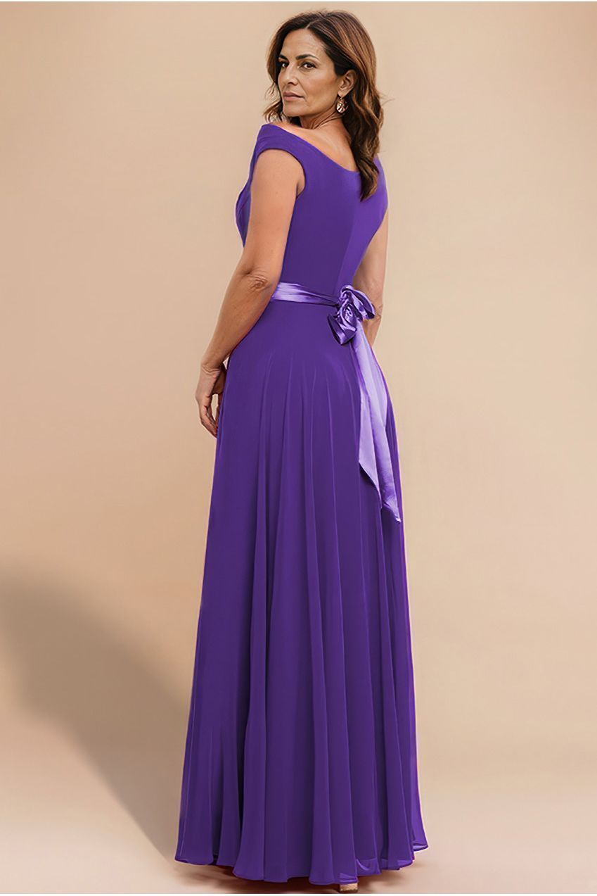 Goddiva Cowl Neck Chiffon Maxi Dress - Purple