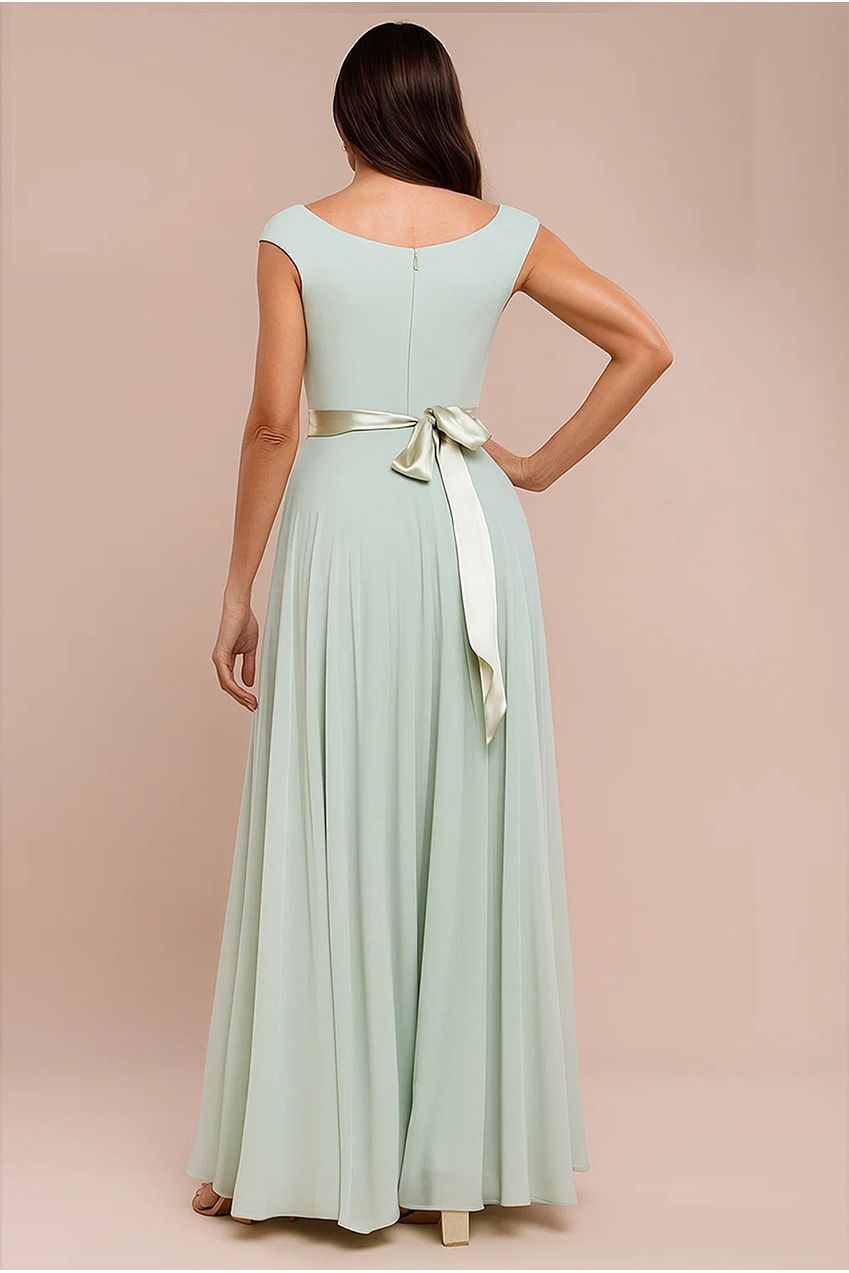 Goddiva Cowl Neck Chiffon Maxi Dress - Sage Green
