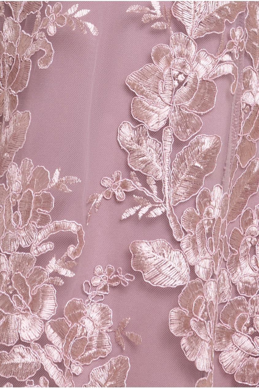 Goddiva Halter Neck Lace High And Low Dress - Pink