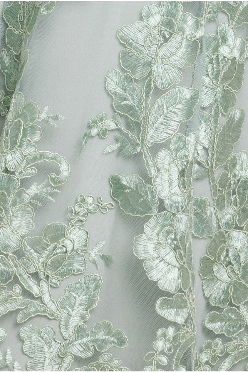Goddiva Halter Neck Lace High And Low Dress - Sage Green