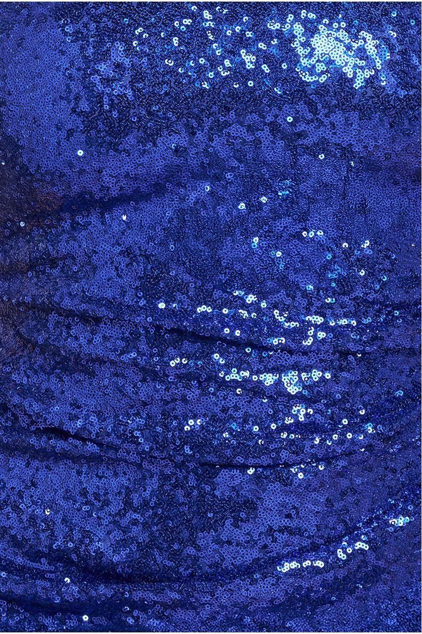 Goddiva Plus Sequin Portrait Neckline Maxi Dress - Royal Blue