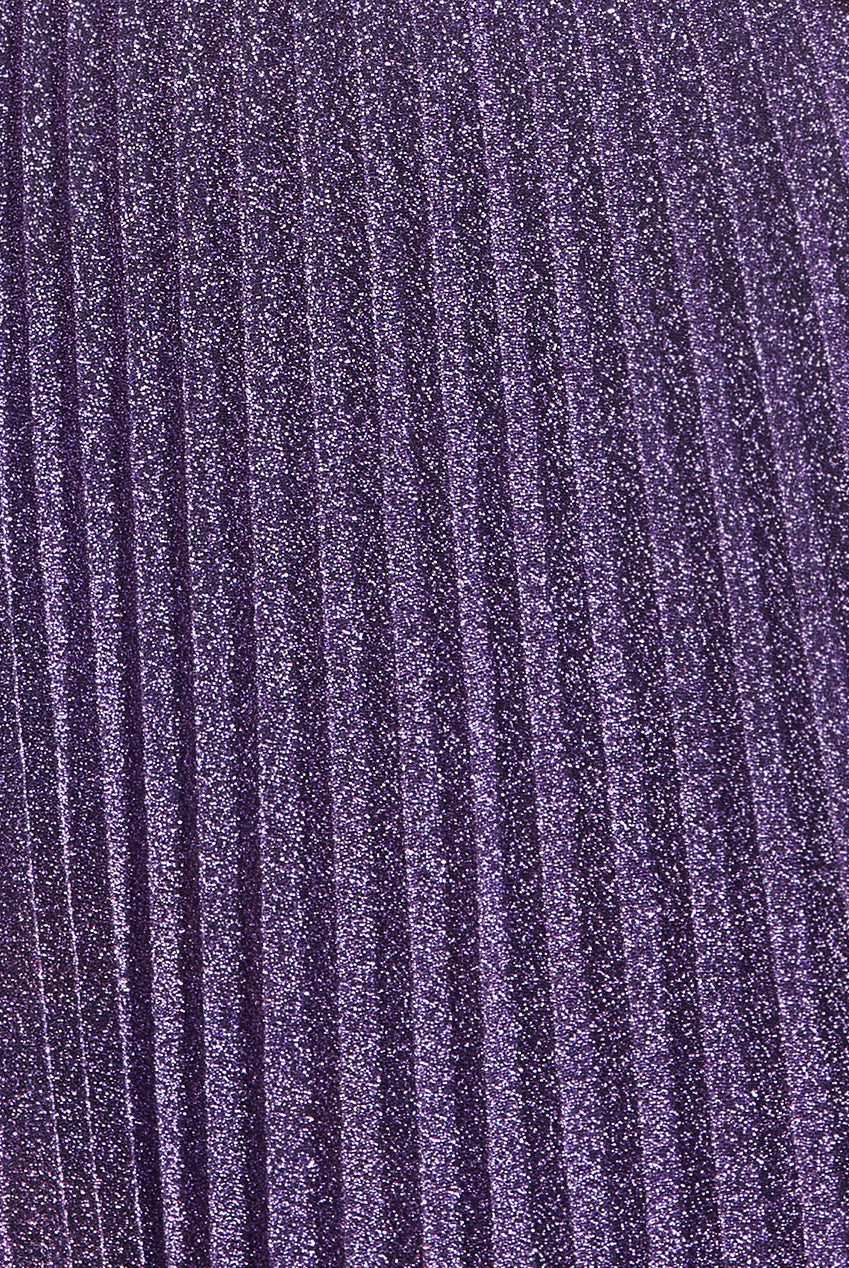 Goddiva Lurex Halterneck Pleated Maxi Dress - Purple