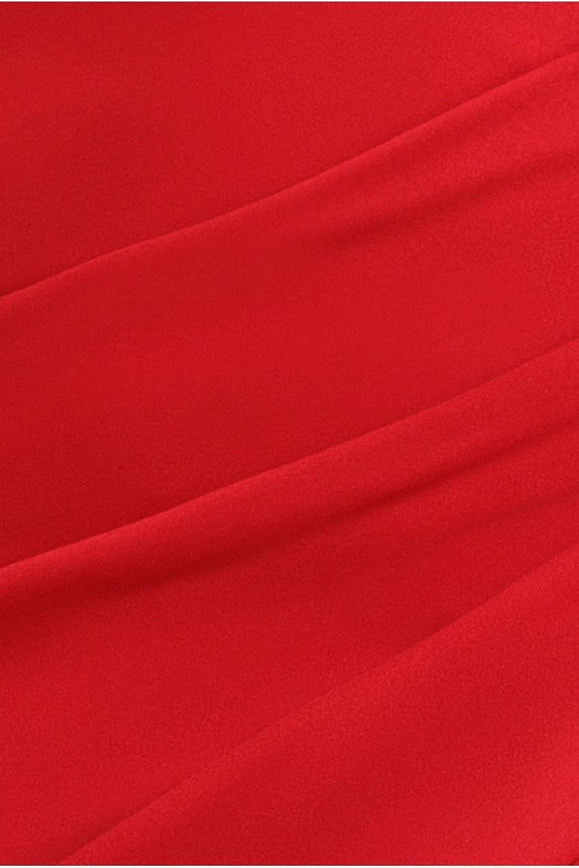 Goddiva Satin & Scuba Off The Shoulder Maxi Dress - Red