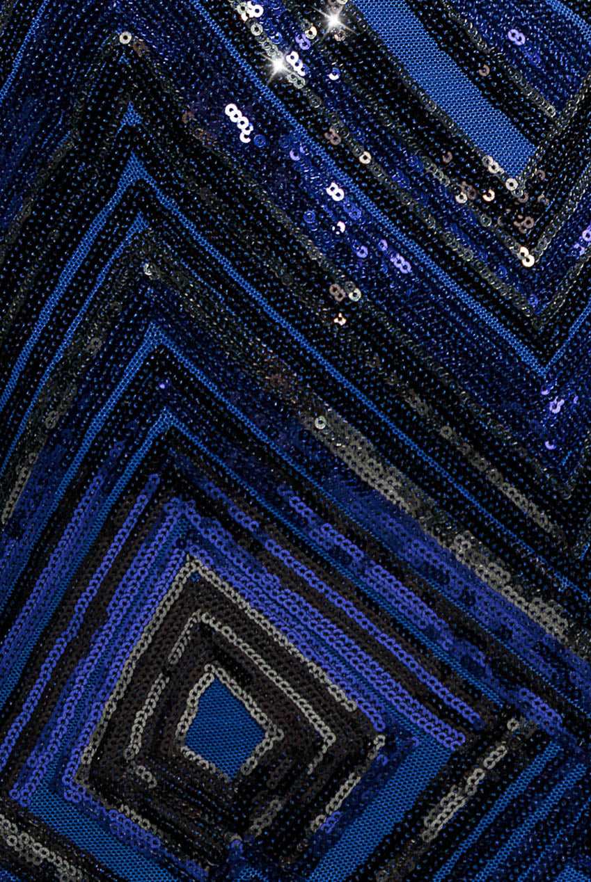 Goddiva Geometric Sequin Sleeveless Maxi - Royal Blue