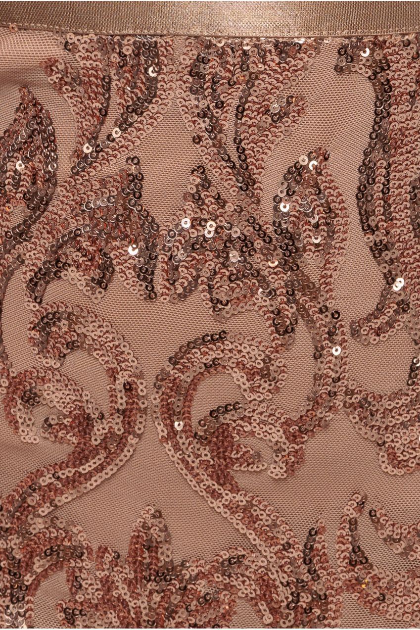 Goddiva Sequin & Mesh Midi Dress - Champagne