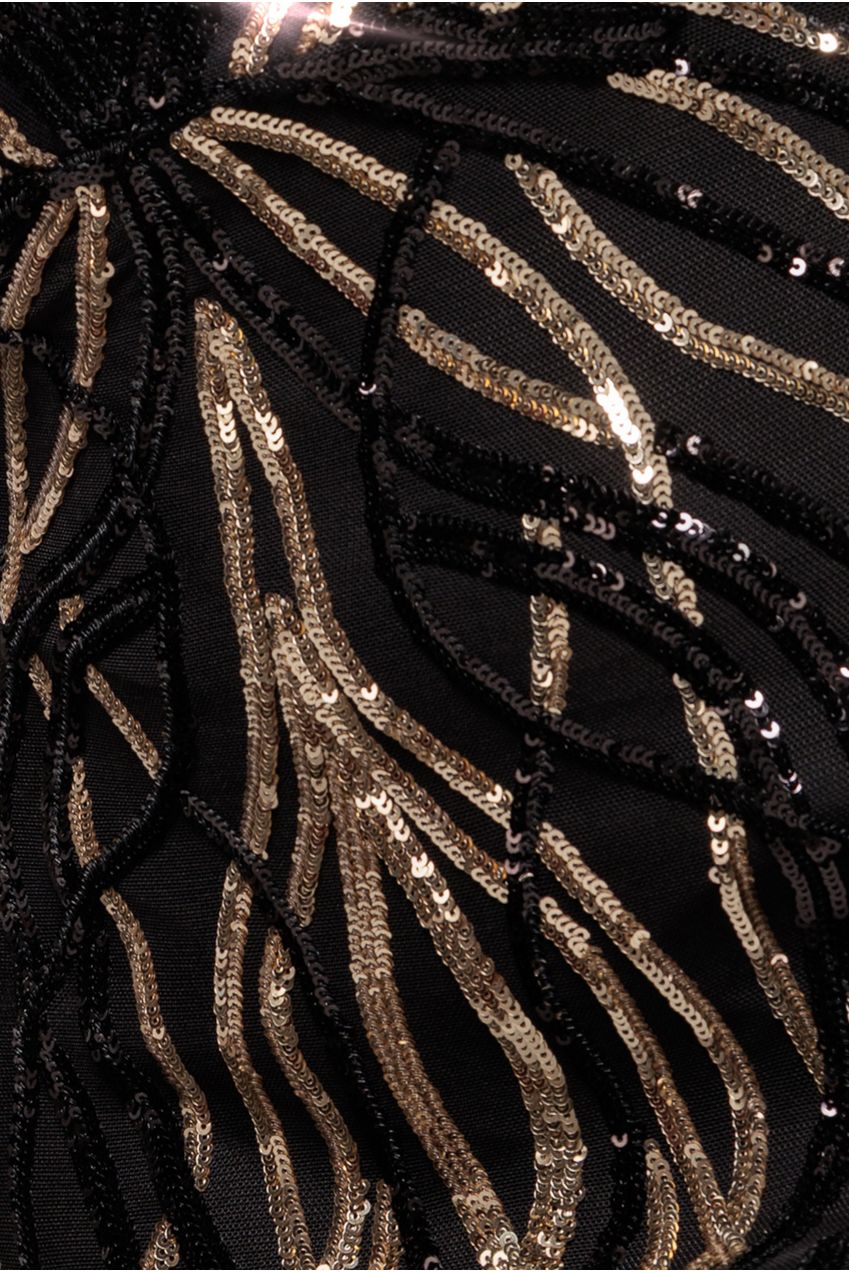 Goddiva Long Sleeve Sequin Flame Maxi - Gold