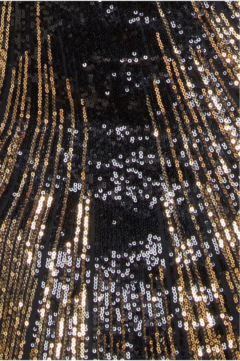 Goddiva Plus Long Sleeve Aztec Sequin Maxi Dress - Gold