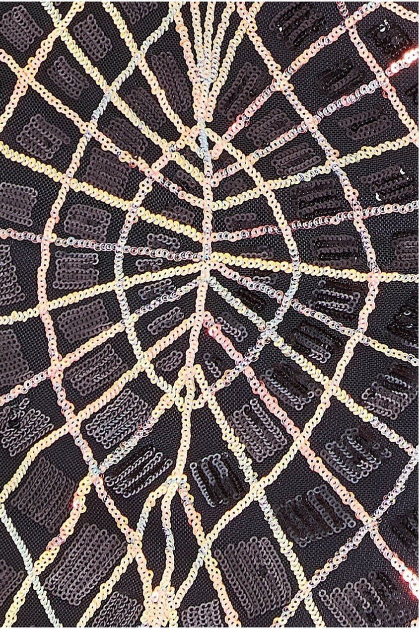 Goddiva Modesty Geo Sequin Maxi Dress - Black