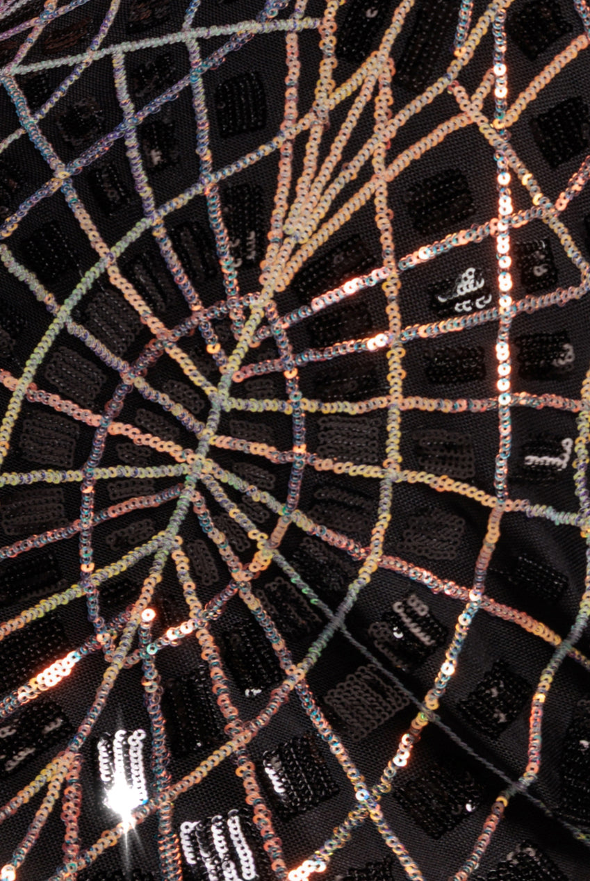 Goddiva Geo Sequin Long Sleeve Maxi Dress - Black