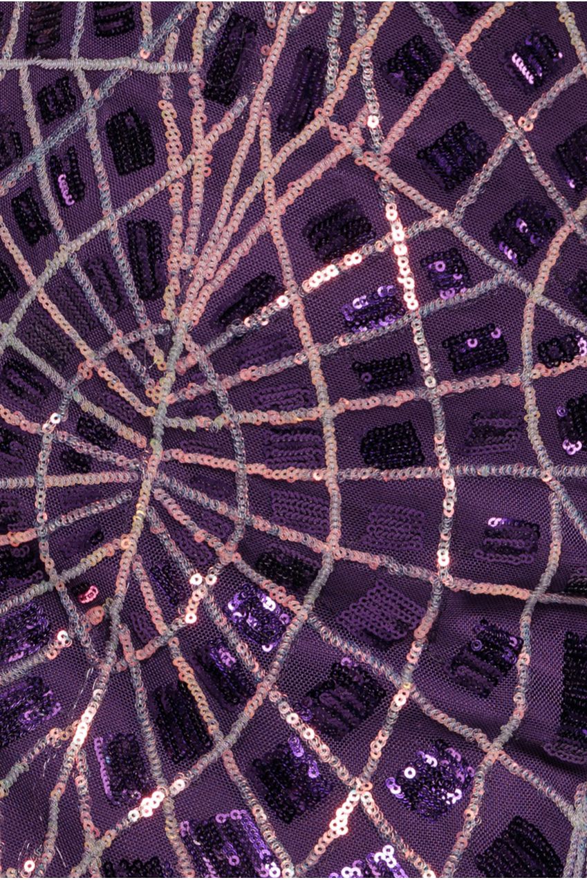 Goddiva Geo Sequin Long Sleeve Maxi Dress - Purple