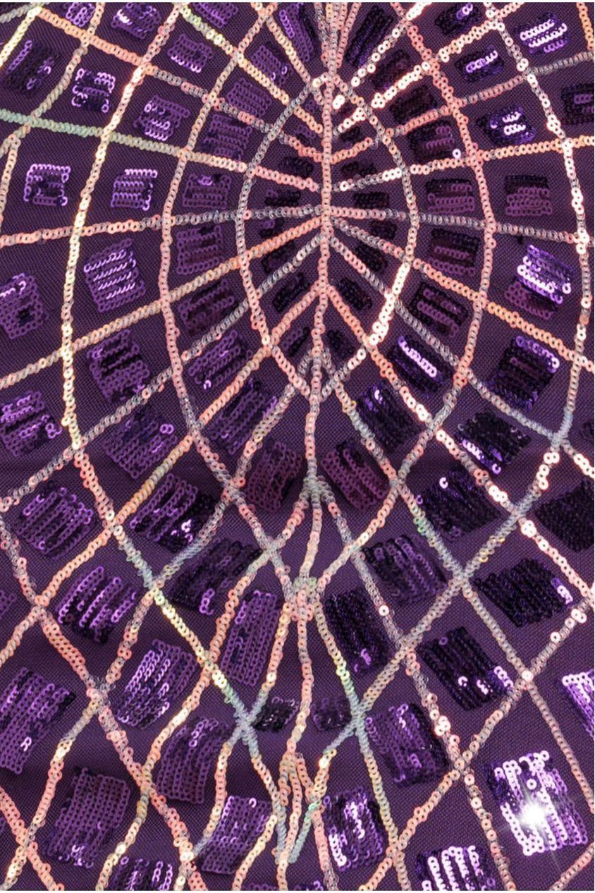 Goddiva Geo Sequin Long Sleeve Maxi Dress - Purple