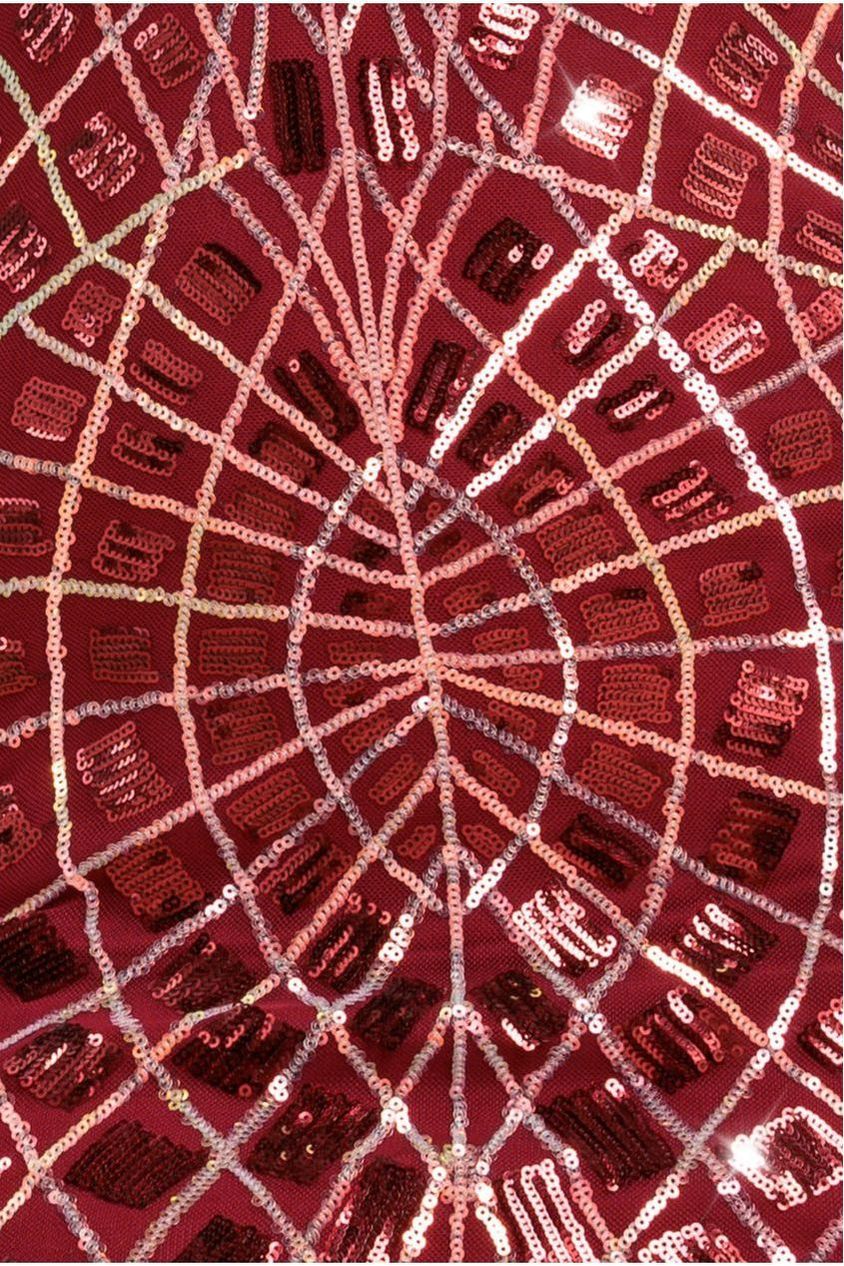 Goddiva Geo Sequin Long Sleeve Maxi Dress - Wine