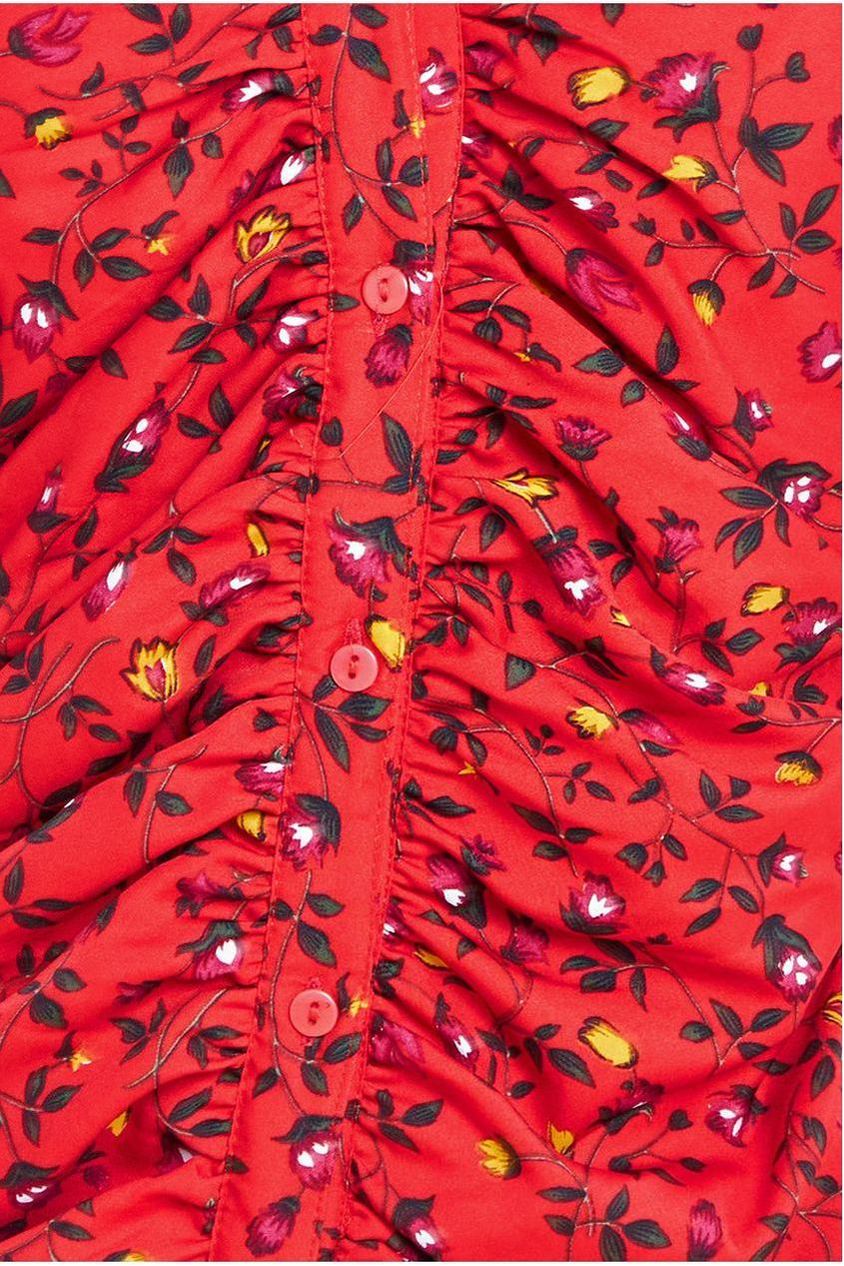 City Goddess Floral Print Shirt Dress - Red