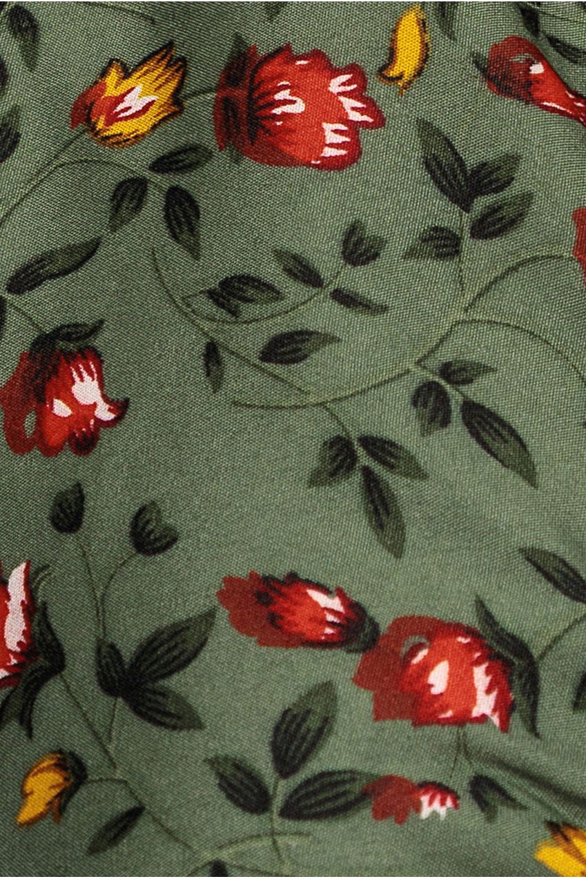 City Goddess Floral Print Shirt Dress - Sage Green