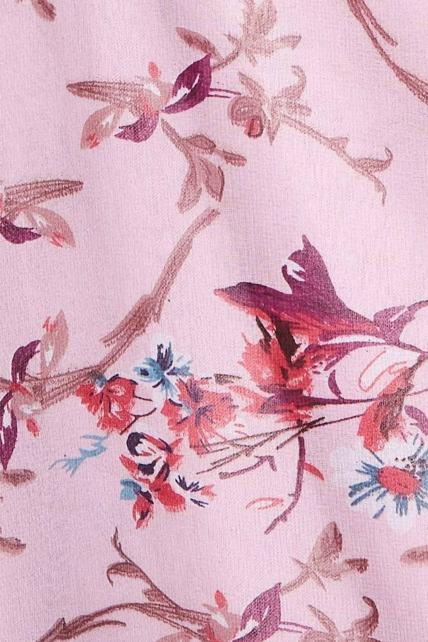 City Goddess Wrap Flutter Sleeve Floral Midi Dress - Peach