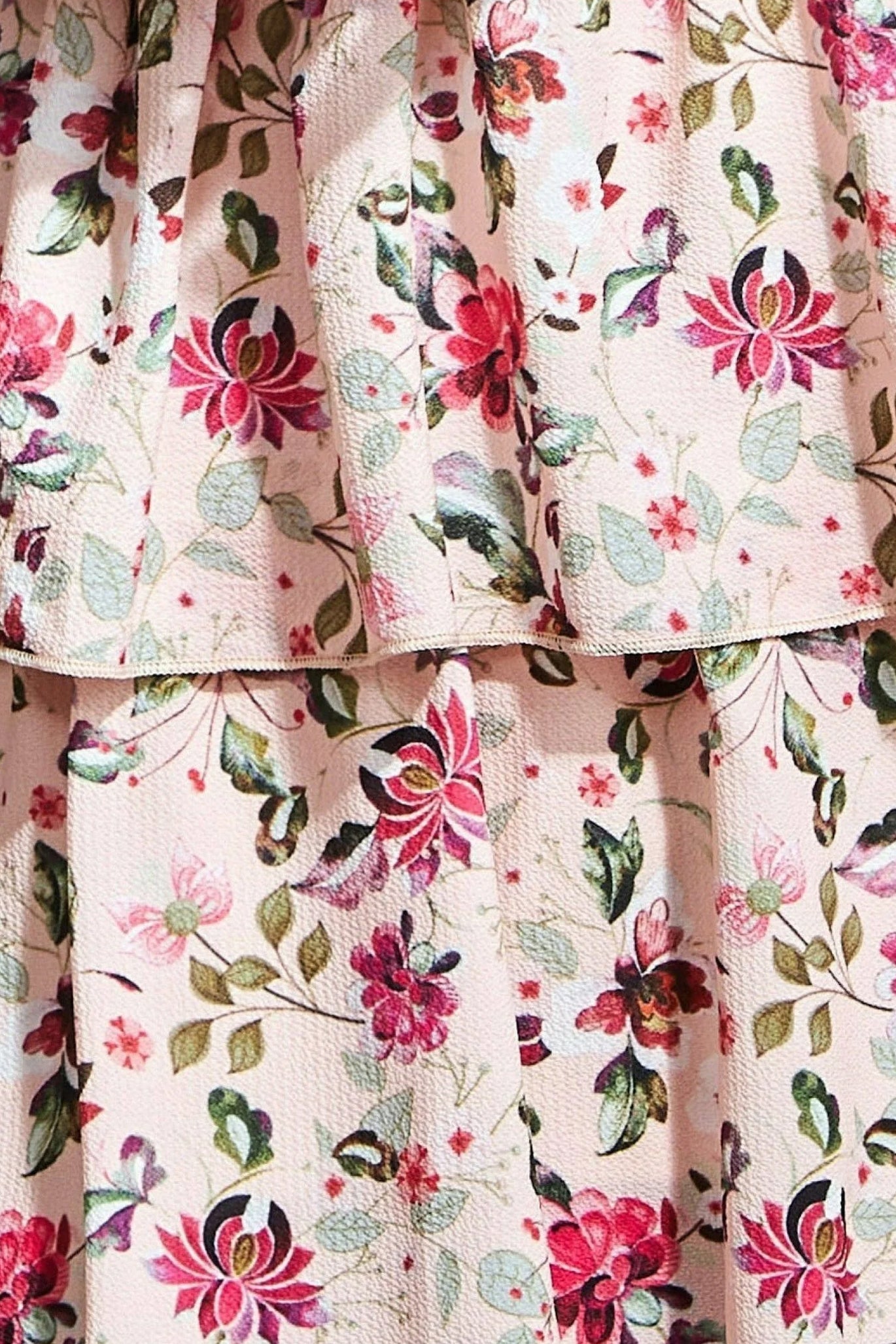 Goddiva Layered Dipped Hem Floral Maxi - Beige