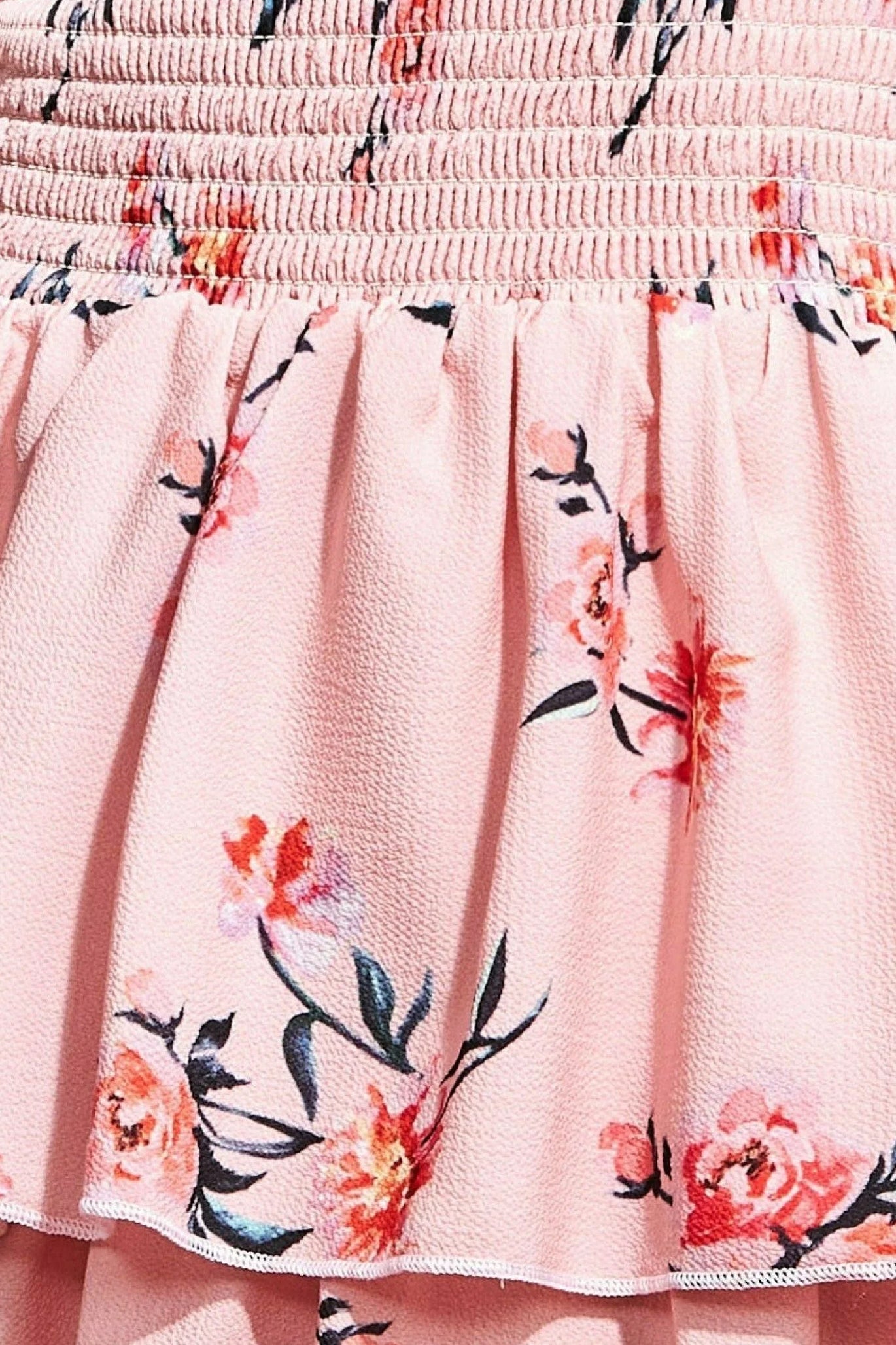 Goddiva Layered Dipped Hem Floral Maxi - Peach