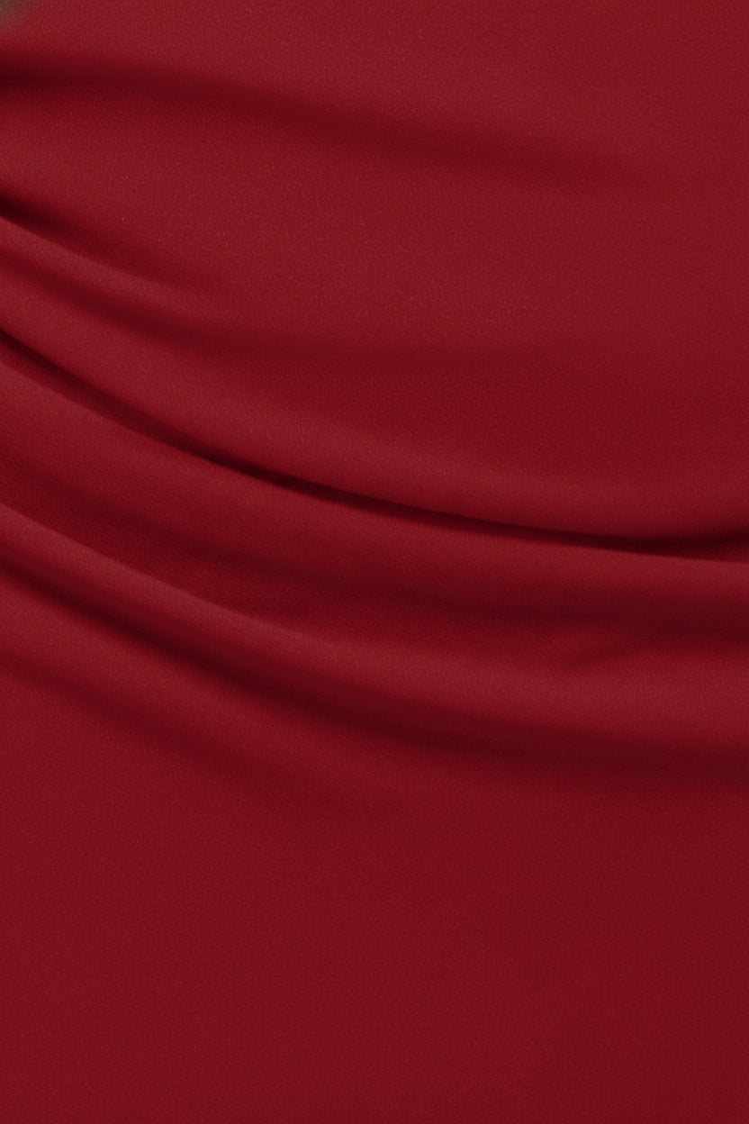 Goddiva One Shoulder Front Split Scuba Maxi - Wine