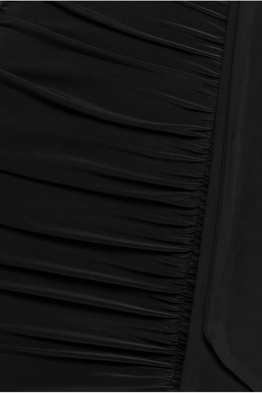 City Goddess Cut Out Ruched Bodycon Midi Dress - Black