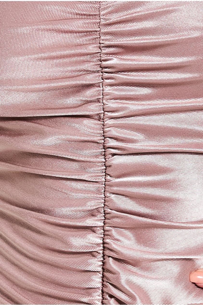 Goddiva Off The Shoulder Ruched Mini - Champagne