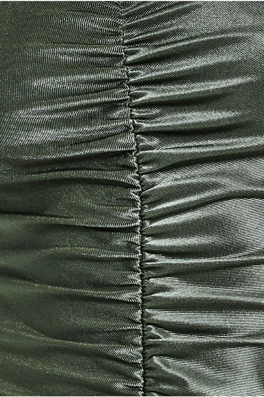 Goddiva Off The Shoulder Ruched Mini - Khaki