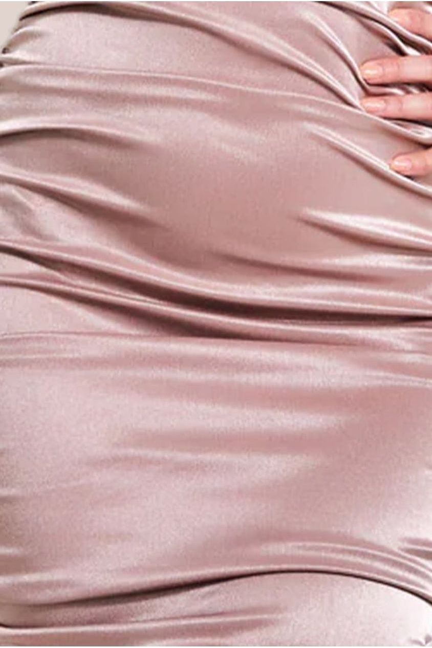 Goddiva Ring Detail One Shoulder Ruched Midi - Champagne