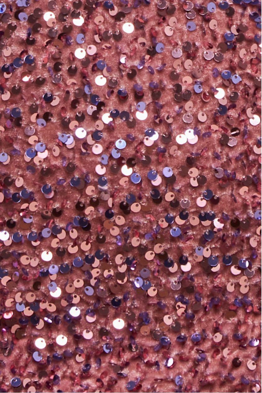 Goddiva Multi Sequin & Velvet Bardot Midi Dress - Blush Pink