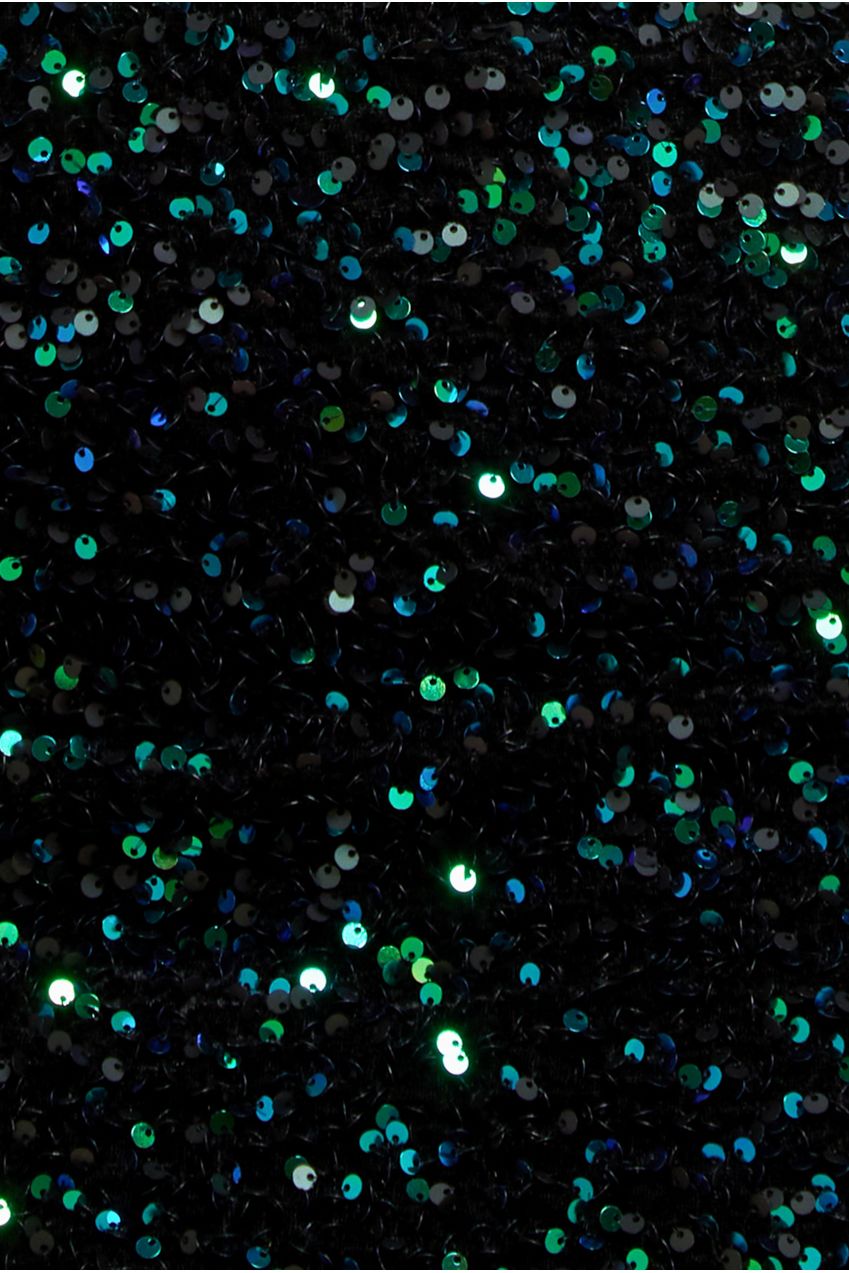 Goddiva Multi Sequin & Velvet Bardot Midi - Emerald Green