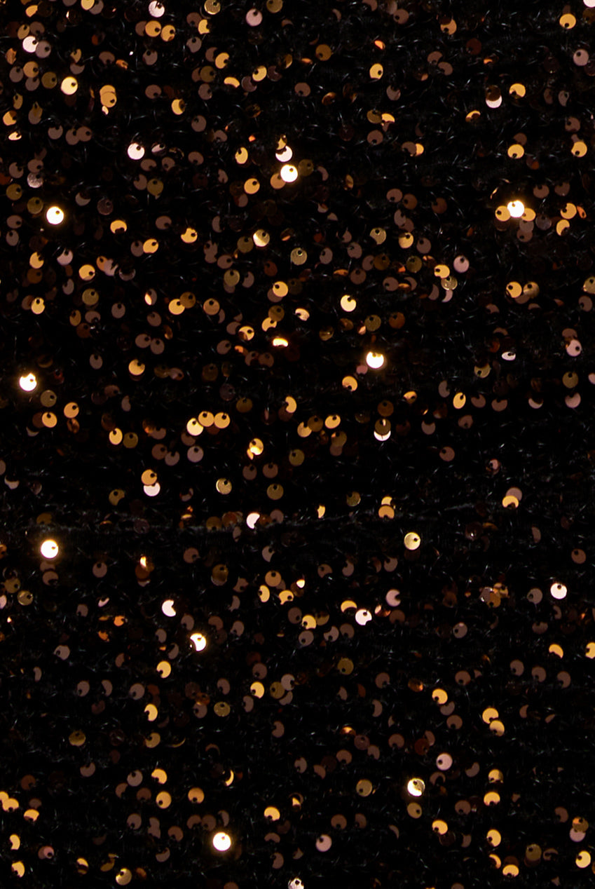 Goddiva Multi Sequin & Velvet Bardot Midi Dress - Gold