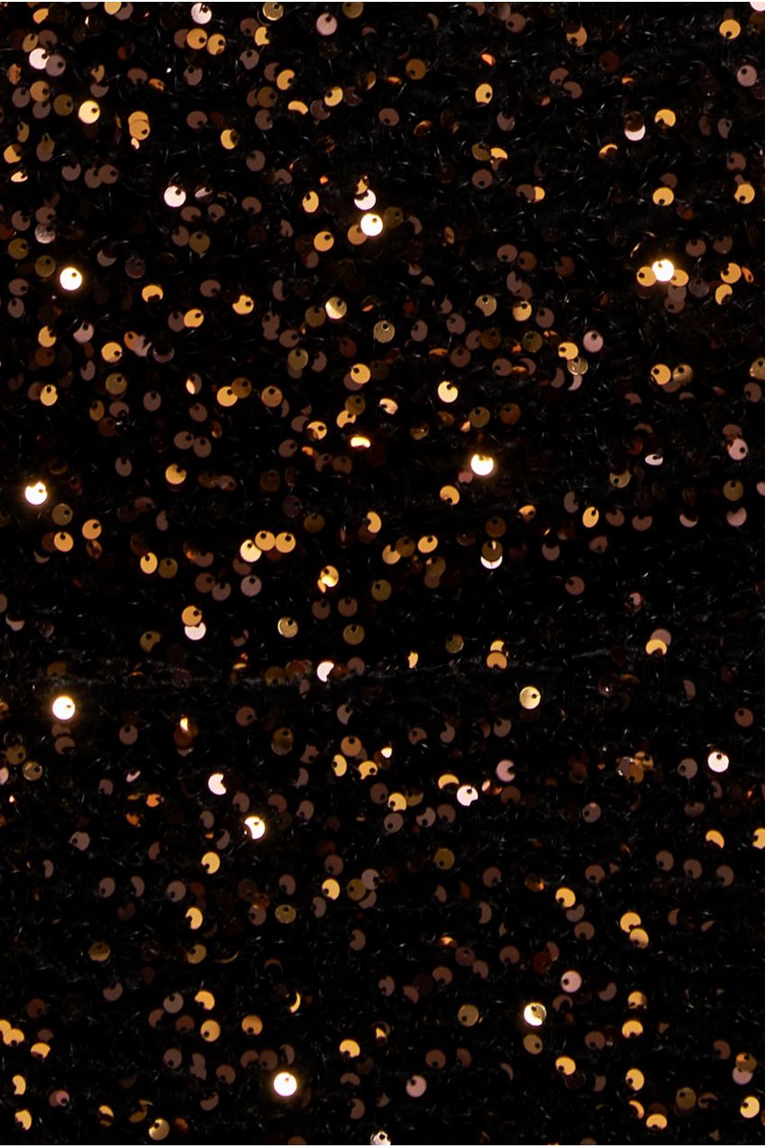 Goddiva Multi Sequin & Velvet Bardot Midi Dress - Gold