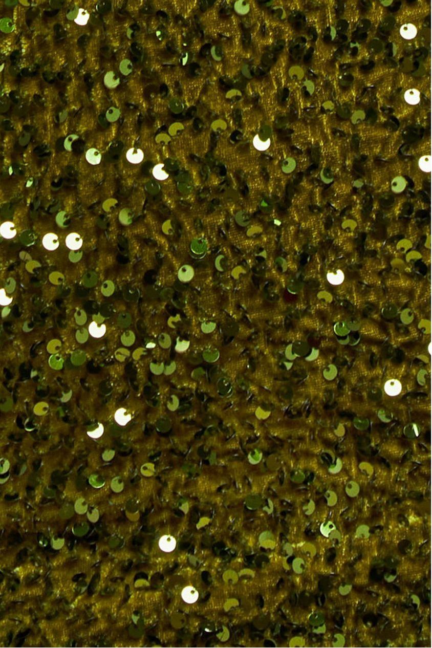 Goddiva Multi Sequin & Velvet Bardot Midi Dress - Olive Green