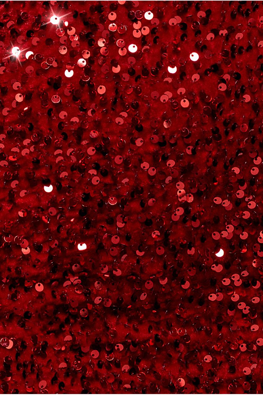 Goddiva Multi Sequin & Velvet Bardot Midi Dress - Red