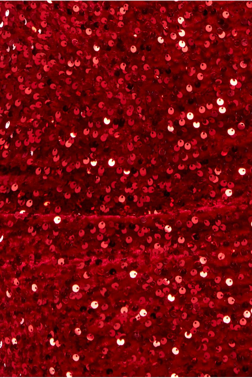 Goddiva Multi Sequin & Velvet Bardot Midi Dress - Red