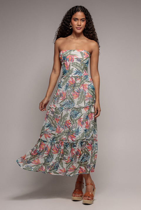 City Goddess Bandeau Printed Maxi - Jungle Print