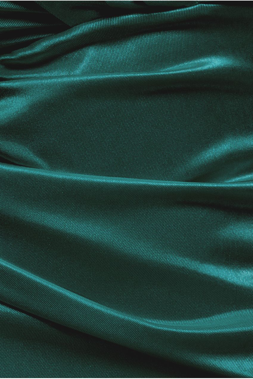 Goddiva Satin Off The Shoulder Maxi Dress - Emerald Green