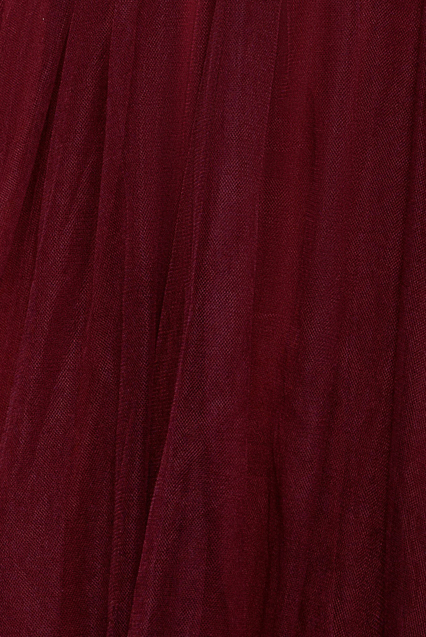 Goddiva Embroidered Mesh Maxi Dress - Burgundy