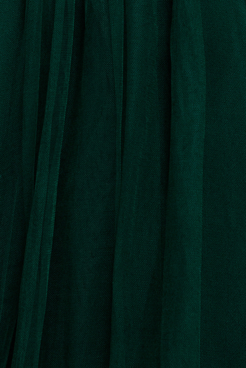 Goddiva Embroidered Mesh Maxi Dress - Emerald Green