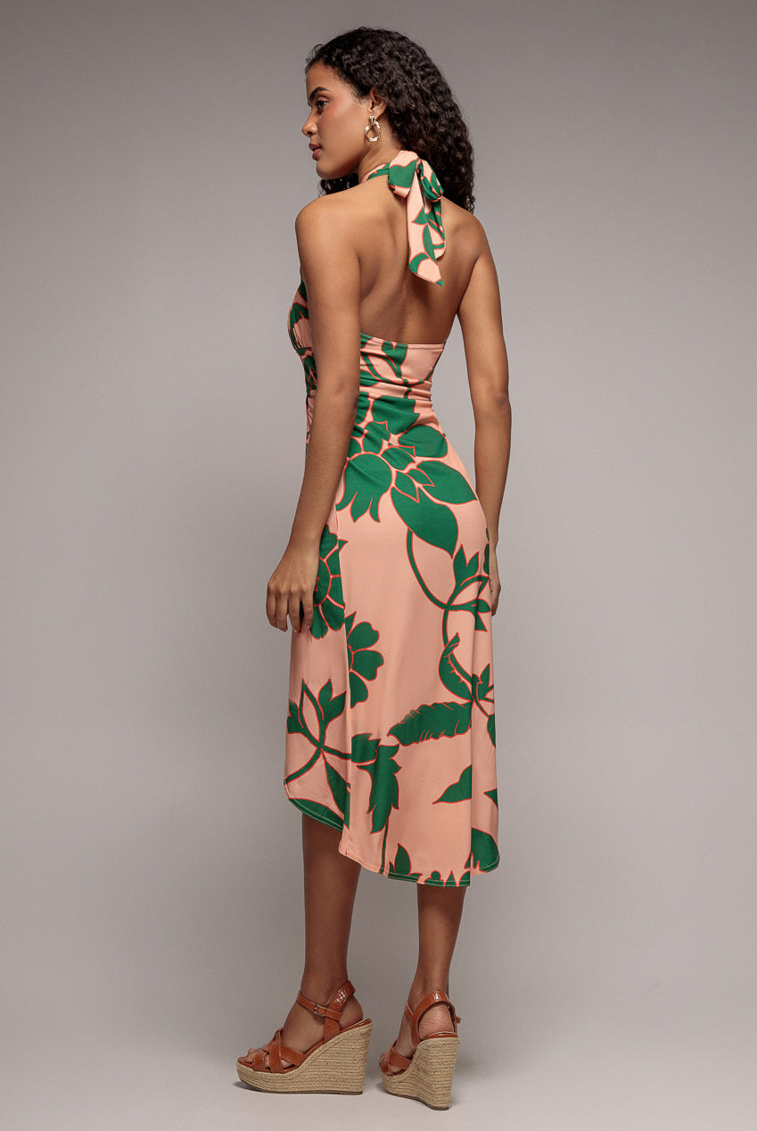 Goddiva Printed Crossover Midi - Green