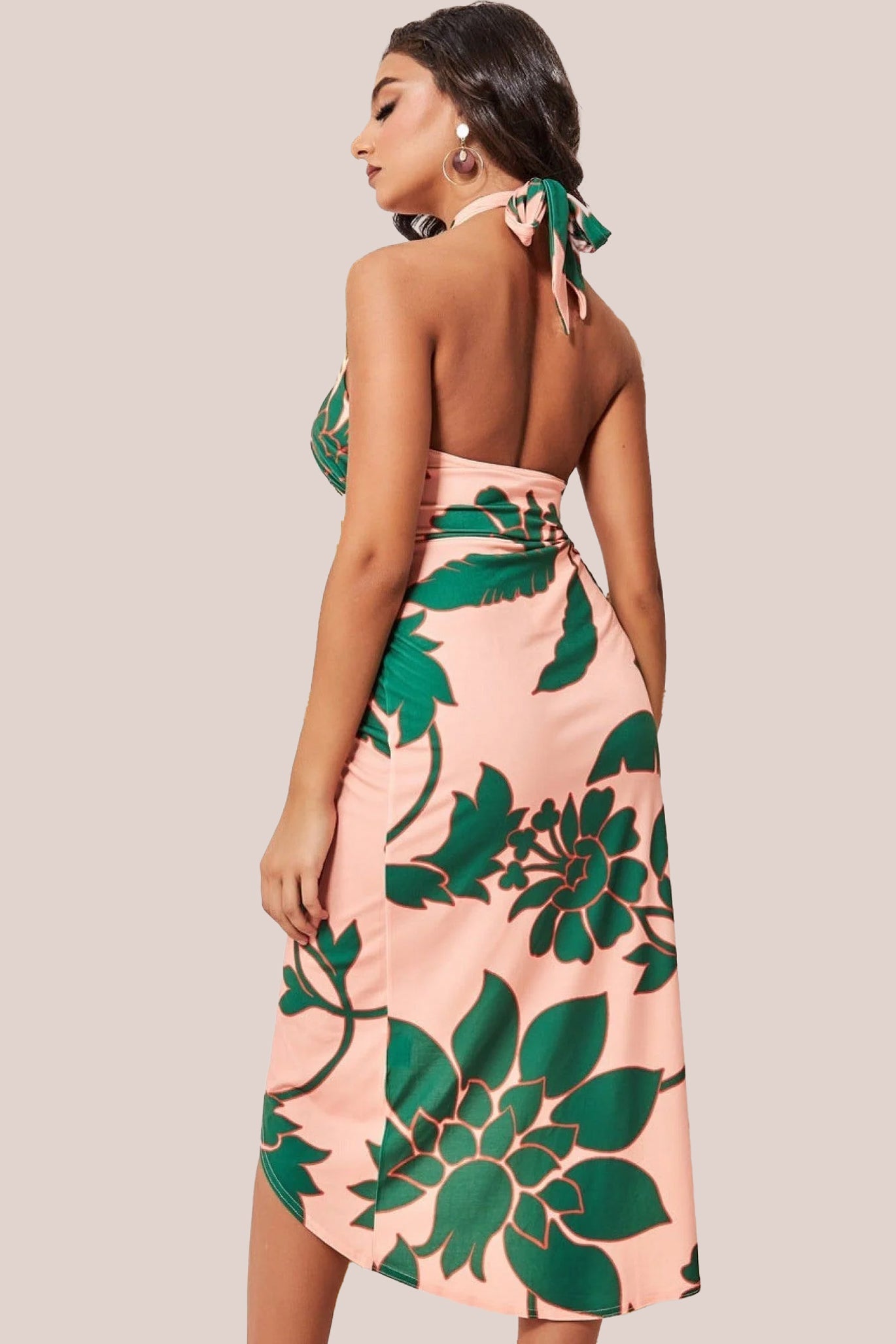 Goddiva Printed Crossover Midi - Green