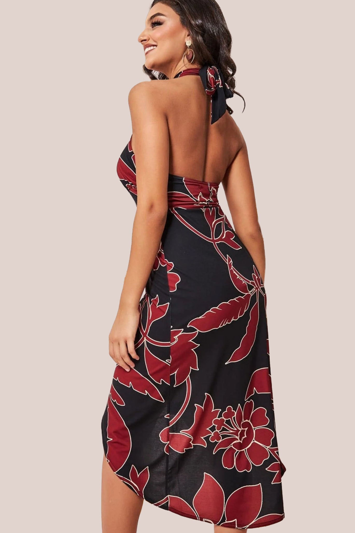 Goddiva Printed Crossover Midi - Black
